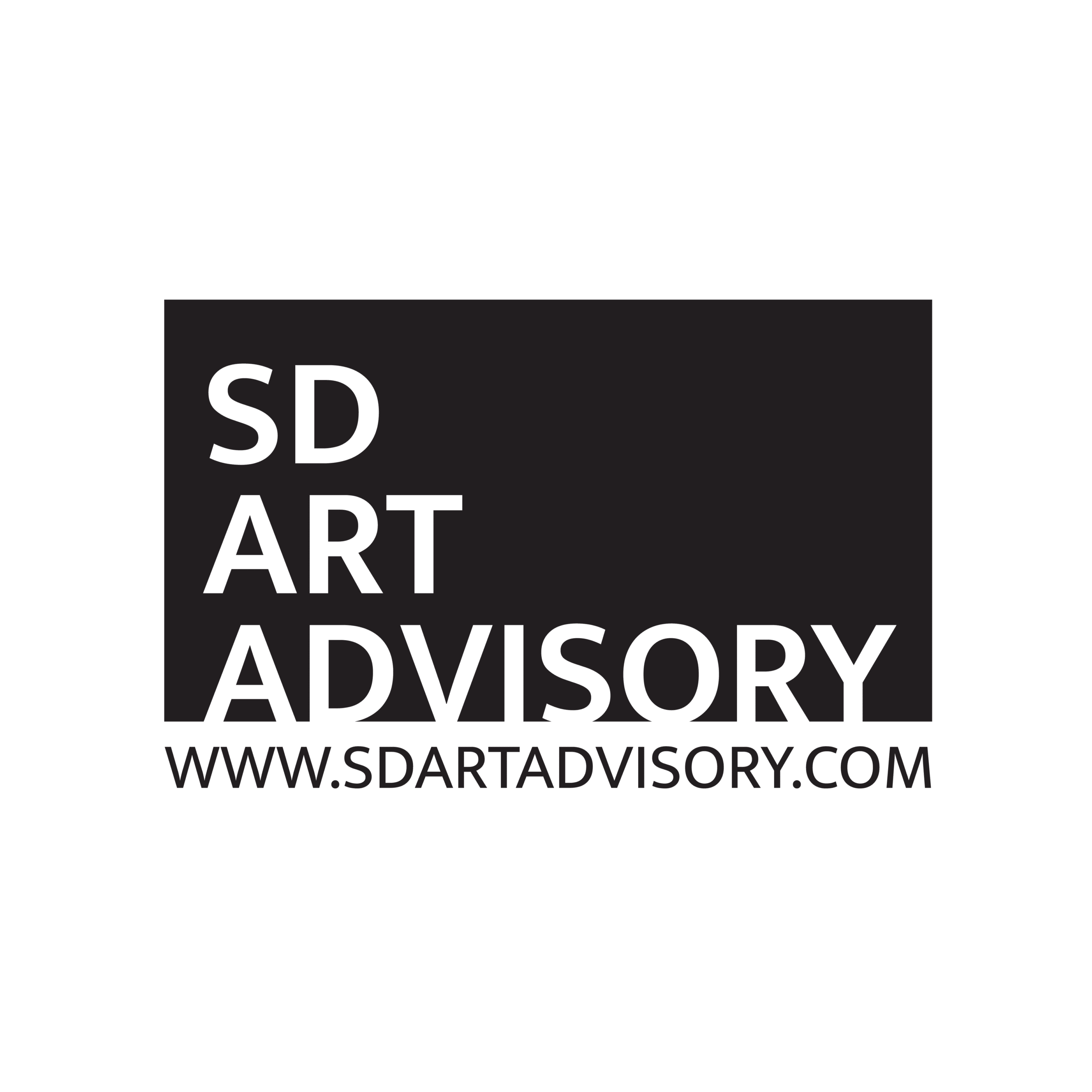 Sd art advisory logo on a green background.