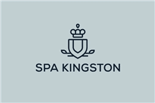 Spa kingston logo on a grey background.