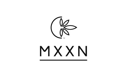 Logo of mxn featuring stylized letters and a leaf motif in white on a dark background.